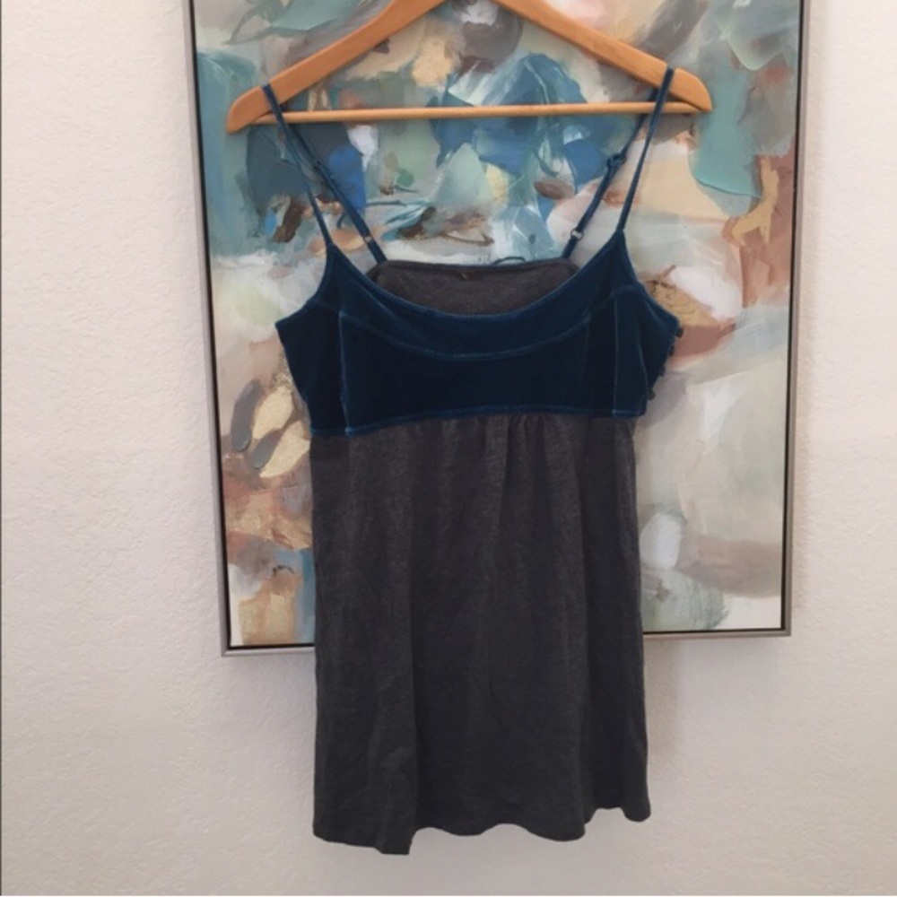 Free People Velvet Blue and Gray Tank Top